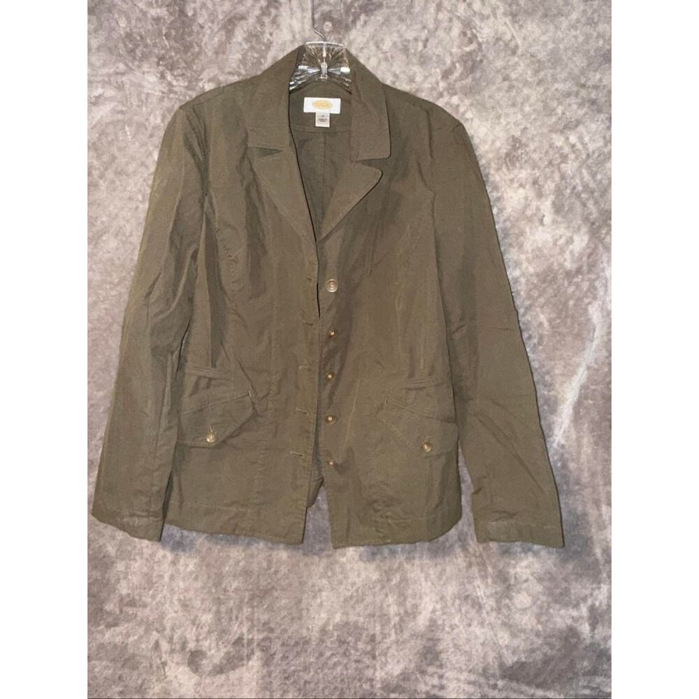 Talbots Army Green Button Front Pocket Blazer Siz… - image 1